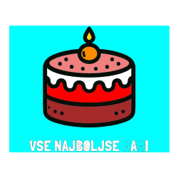 Pobarvana pobarvanka - Pobarvanka imena VSE NAJBOLJŠE MAMI in otroška pobarvanka majhne torte