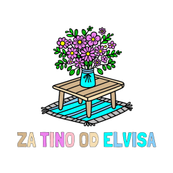 Pobarvana pobarvanka - Pobarvanka imena ZA TINO OD ELVISA in pobarvanka šopka rož na mizi