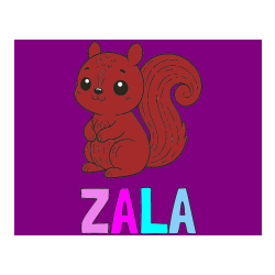 Pobarvana pobarvanka - Pobarvanka imena ZALA in otroška pobarvanka veveričke