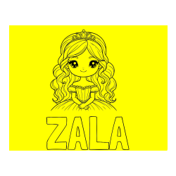 Pobarvana pobarvanka - Pobarvanka imena ZALA in pobarvanka ljubke princese