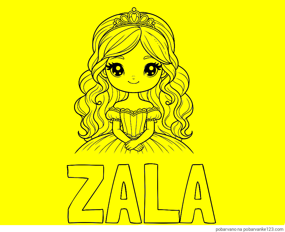 POBARVANA POBARVANKA - Pobarvanka imena ZALA in pobarvanka ljubke princese