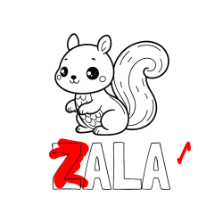 Pobarvana pobarvanka - Pobarvanka imena ZALA in pobarvanka ljubke veverice