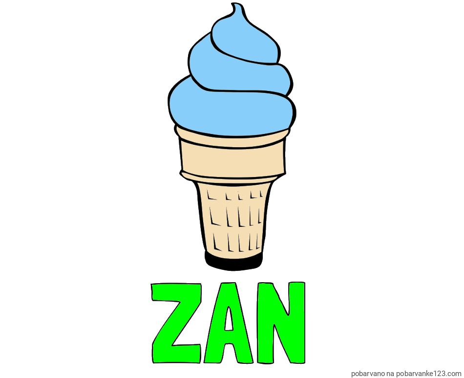 POBARVANA POBARVANKA - Pobarvanka imena ŽAN in pobarvanka sladoled