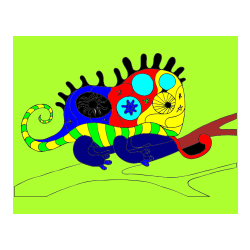 Pobarvana pobarvanka - Pobarvanka kameleona  mandale