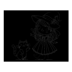 Pobarvana pobarvanka - Pobarvanka ljubke čarovnice ter podrednega mačka