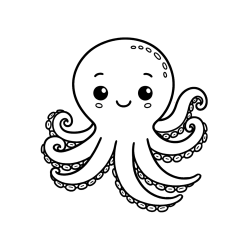 Pobarvana pobarvanka - Pobarvanka ljubke in nasmejane hobotnice