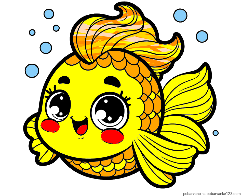 POBARVANA POBARVANKA - Pobarvanka ljubke pravljične ribe