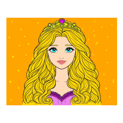 Pobarvana pobarvanka - Pobarvanka ljubke princese z bujnimi lasmi