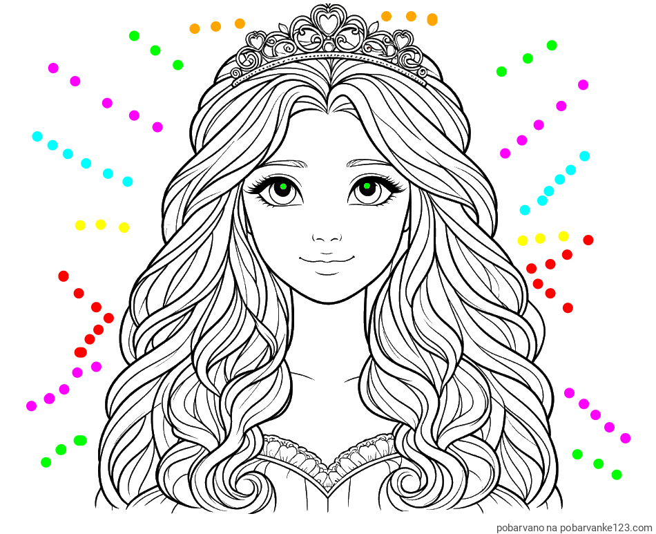 POBARVANA POBARVANKA - Pobarvanka ljubke princese z bujnimi lasmi