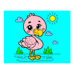 Pobarvana pobarvanka - Pobarvanka ljubkega flaminga