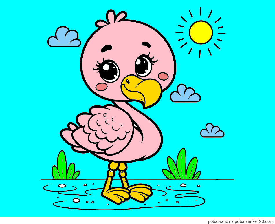 POBARVANA POBARVANKA - Pobarvanka ljubkega flaminga