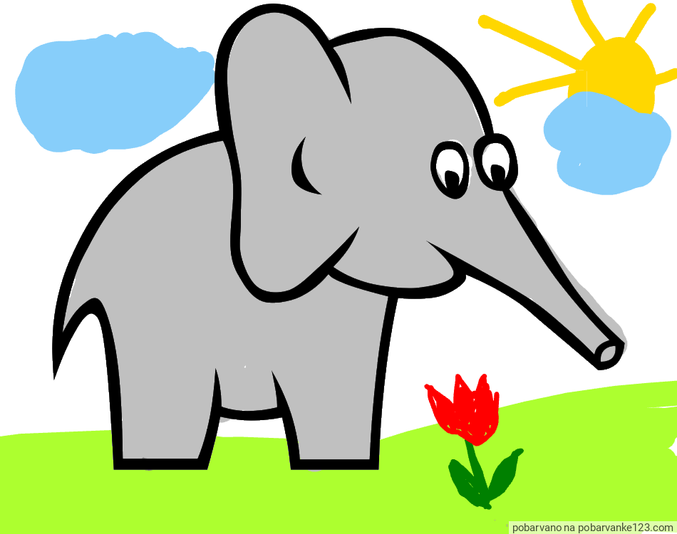 POBARVANA POBARVANKA - Pobarvanka ljubkega slončka