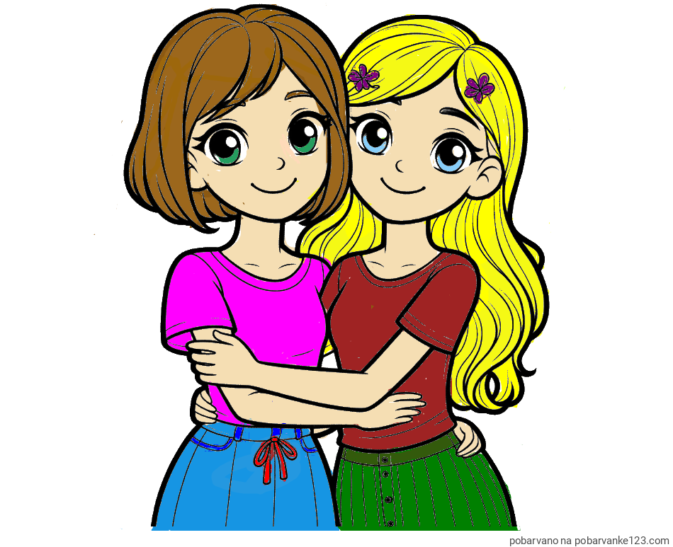 POBARVANA POBARVANKA - Pobarvanka ljubkih prijateljic