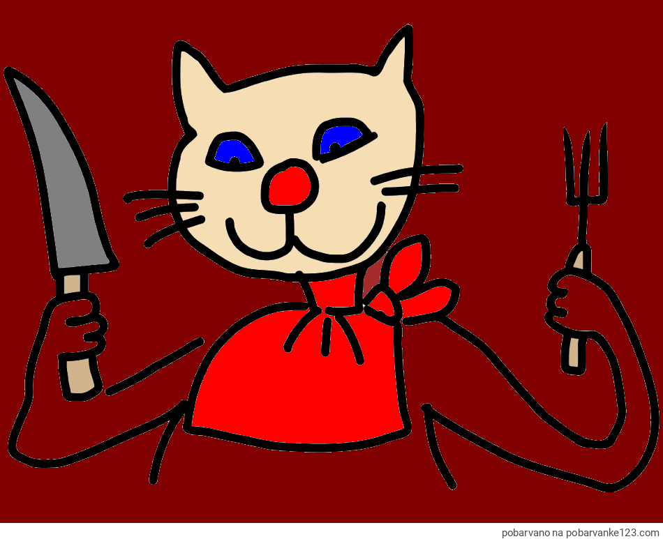 POBARVANA POBARVANKA - Pobarvanka mačke pri kosilu