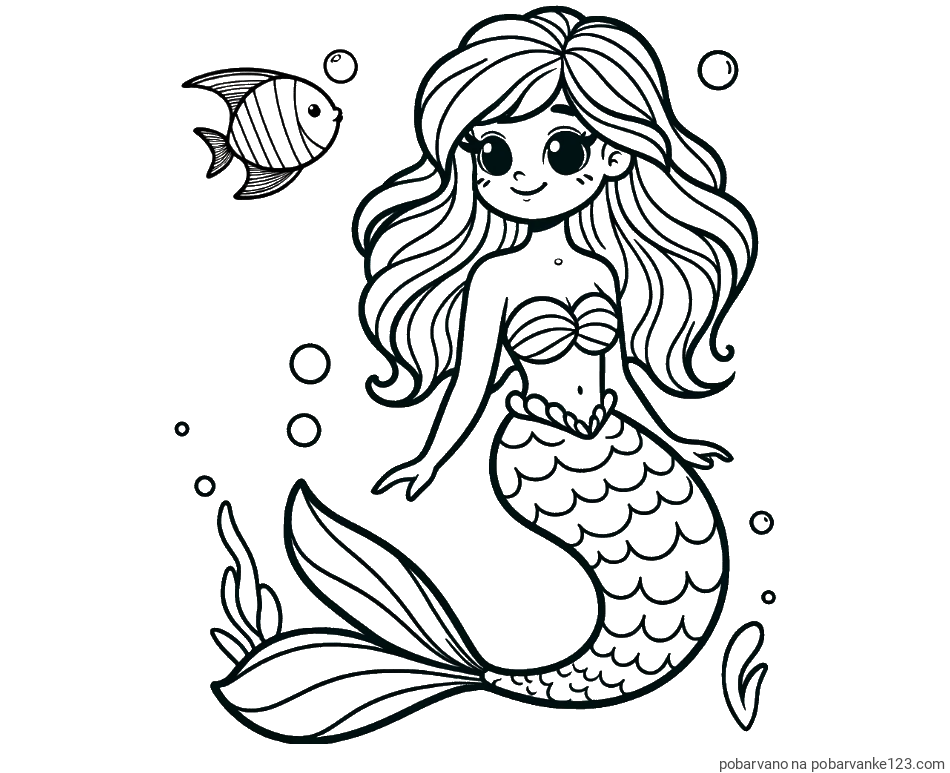 POBARVANA POBARVANKA - Pobarvanka male morske deklice in ribice