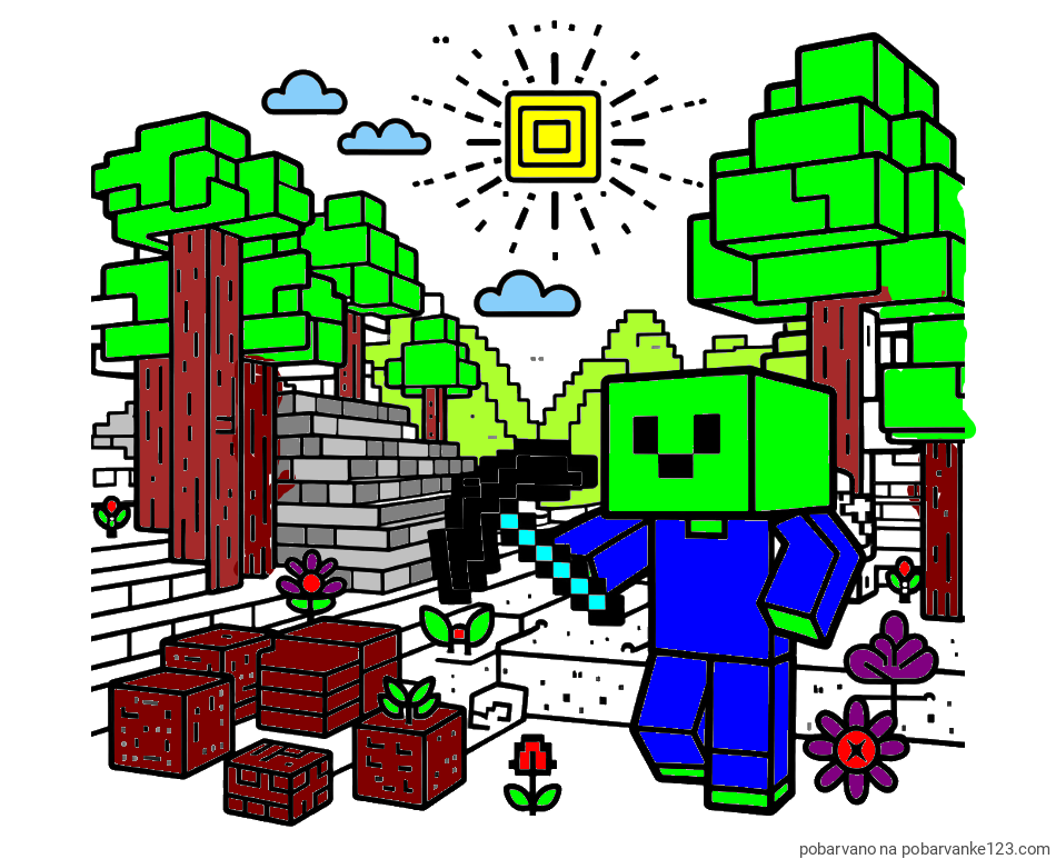 POBARVANA POBARVANKA - Pobarvanka Minecraft sveta