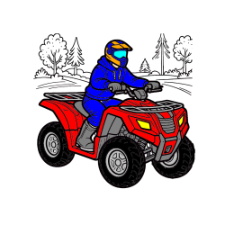 Pobarvana pobarvanka - Pobarvanka motorista na štirikolesniku