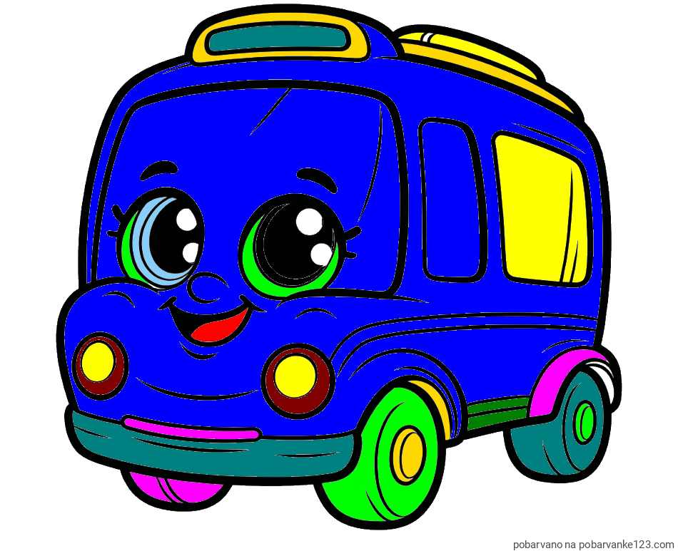 POBARVANA POBARVANKA - Pobarvanka nasmejanega avtobusa