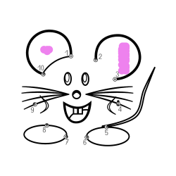 Pobarvana pobarvanka - Pobarvanka poveži številke - ljubka miška