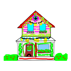 Pobarvana pobarvanka - Pobarvanka preproste hiše