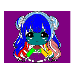 Pobarvana pobarvanka - Pobarvanka prikupne punčke v anime slogu