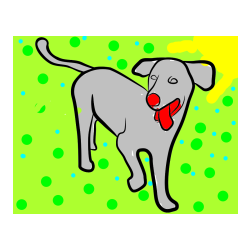 Pobarvana pobarvanka - Pobarvanka prikupnega, a nekoliko utrujenega kužka