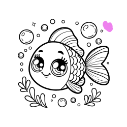 Pobarvana pobarvanka - Pobarvanka prisrčne ribice