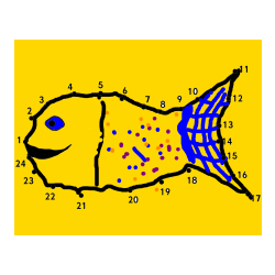 Pobarvana pobarvanka - Pobarvanka ribe - poveži številke