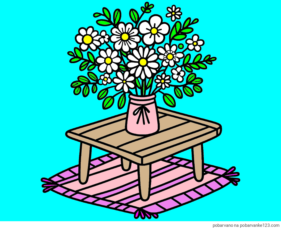 POBARVANA POBARVANKA - Pobarvanka šopka rož na mizi