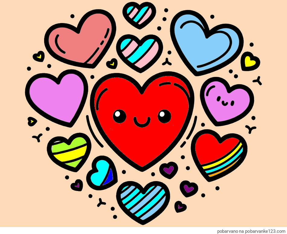 POBARVANA POBARVANKA - Pobarvanka srčkov