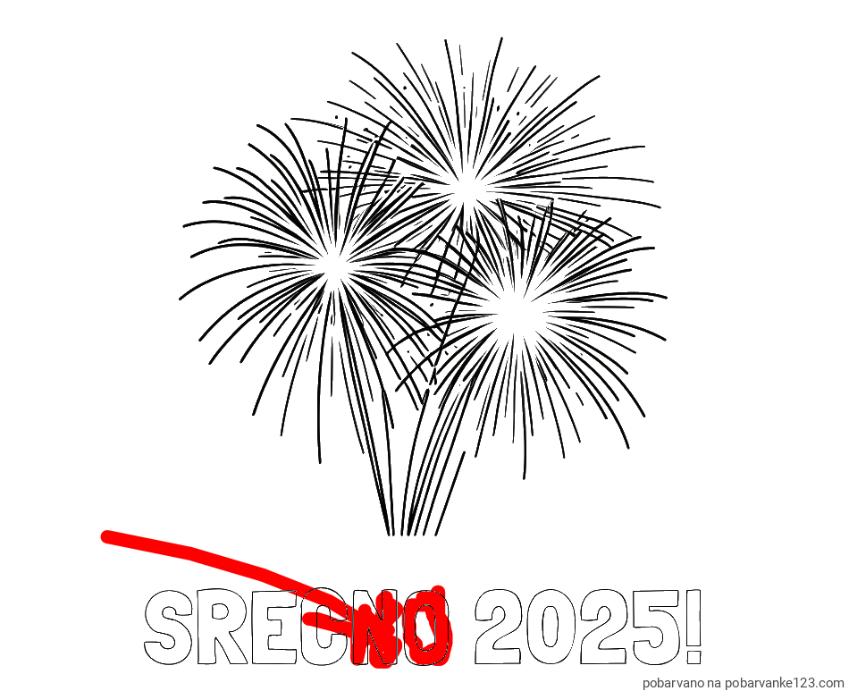 POBARVANA POBARVANKA - Pobarvanka SREČNO 2025! in lepa pobarvanka ognjemeta