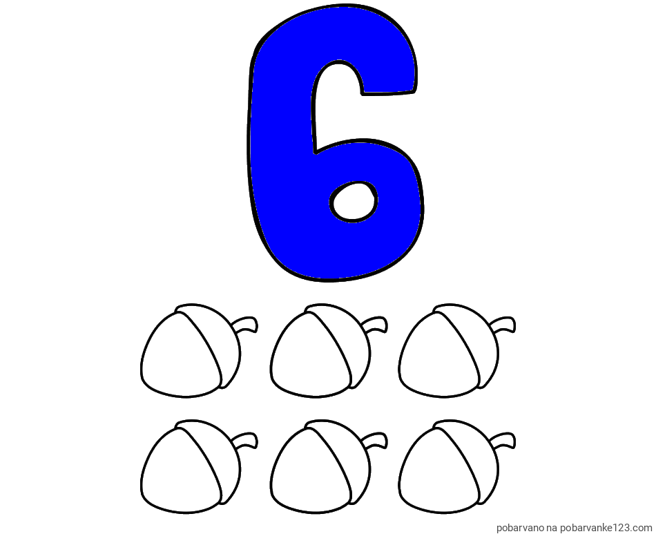 POBARVANA POBARVANKA - Pobarvanka števila 6 s slikovnim prikazom