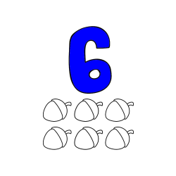 Pobarvana pobarvanka - Pobarvanka števila 6 s slikovnim prikazom