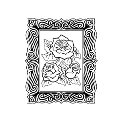 Pobarvana pobarvanka - Pobarvanka  uokvirjene slike vrtnic