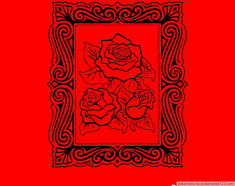 POBARVANA POBARVANKA - Pobarvanka  uokvirjene slike vrtnic