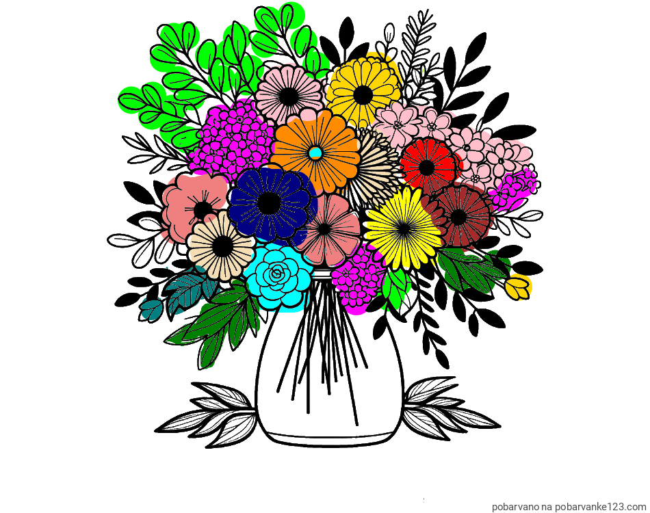 POBARVANA POBARVANKA - Pobarvanka veliekga šopka rož