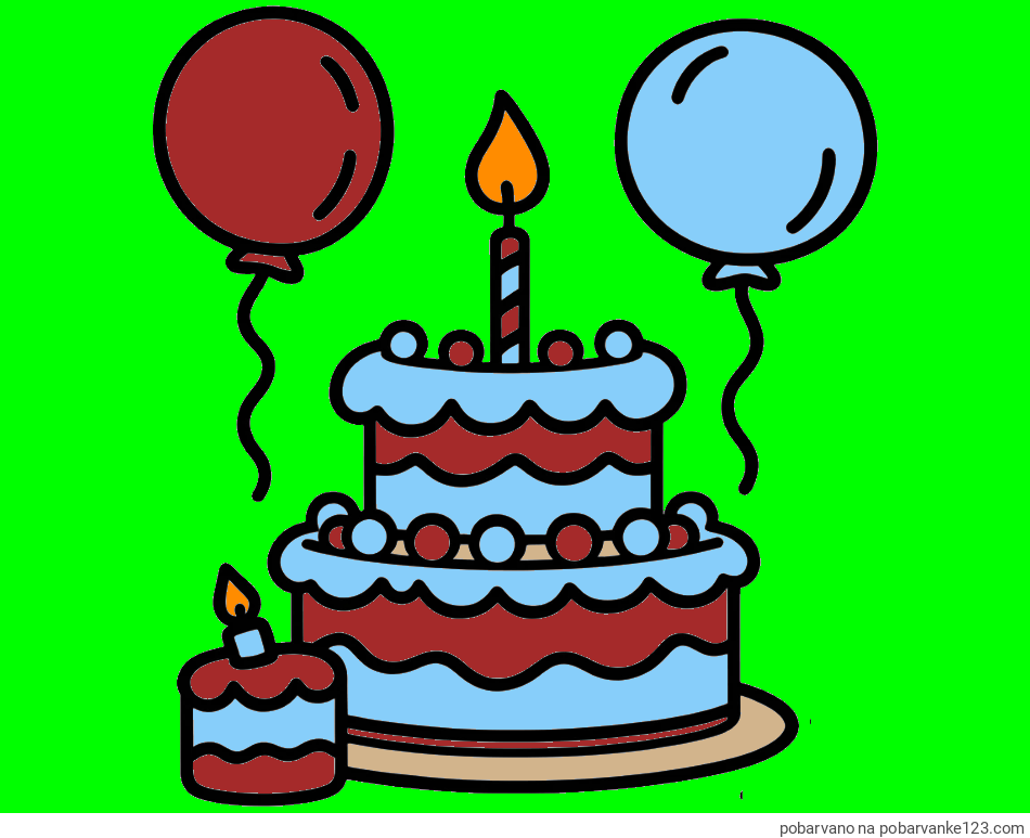 POBARVANA POBARVANKA - Pobarvanka velike rojstnodnevne torte