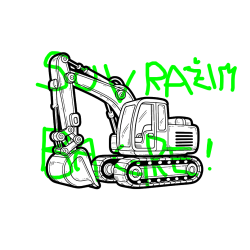 Pobarvana pobarvanka - Pobarvanka velikega delovnega stroja - bagra