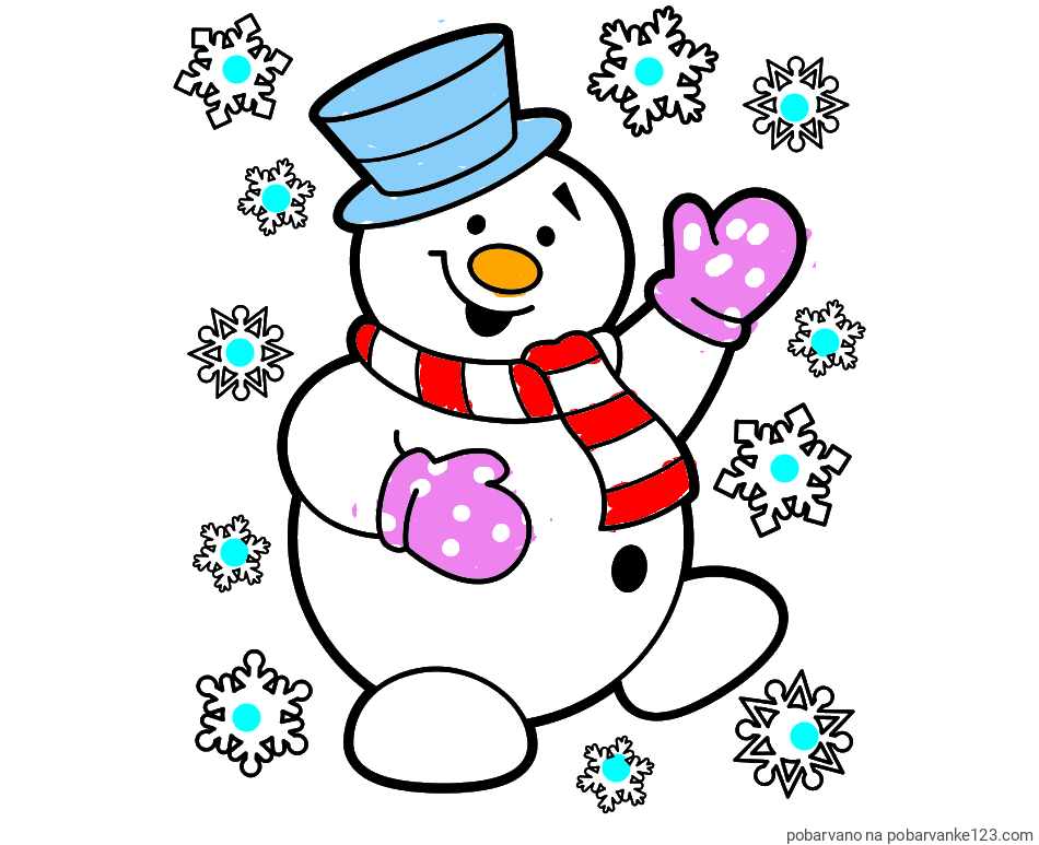 POBARVANA POBARVANKA - Pobarvanka veselega snežaka