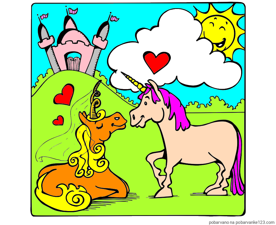 POBARVANA POBARVANKA - Pobarvanka zaljubljenih samorogov