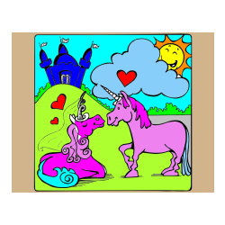 Pobarvana pobarvanka - Pobarvanka zaljubljenih samorogov