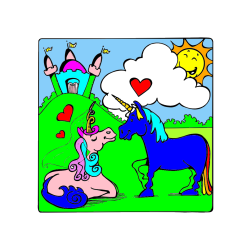 Pobarvana pobarvanka - Pobarvanka zaljubljenih samorogov