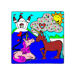 Pobarvana pobarvanka - Pobarvanka zaljubljenih samorogov