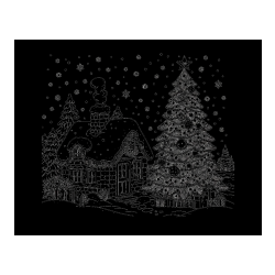 Pobarvana pobarvanka - Pobarvanka zasnežene hiške na božično noč