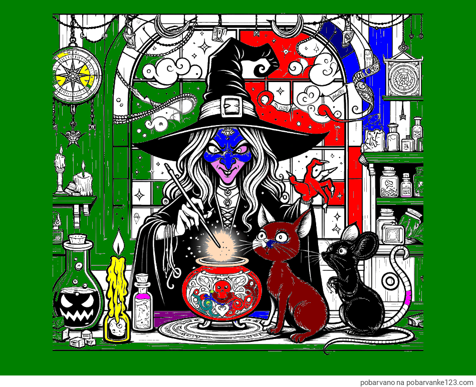 POBARVANA POBARVANKA - Pobarvanka zlobne čarovnice, muce in miške