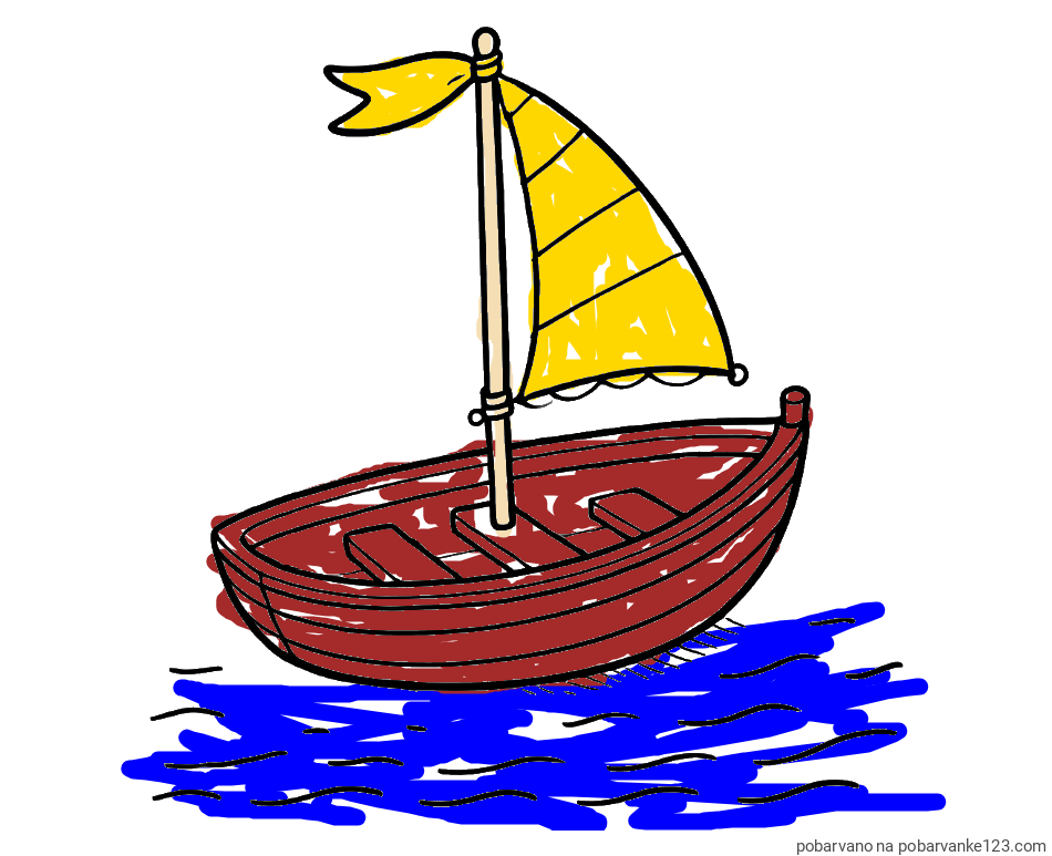 POBARVANA POBARVANKA - Preprosta pobarvanka ladjice