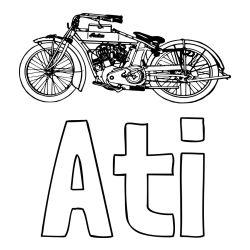 Pobarvanka Ati ter starega dirkalnega motorja
