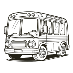 Pobarvanka avtobusa, ki zavija v desno