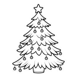 Pobarvanka božične jelke z božično zvezdico in bunkicami