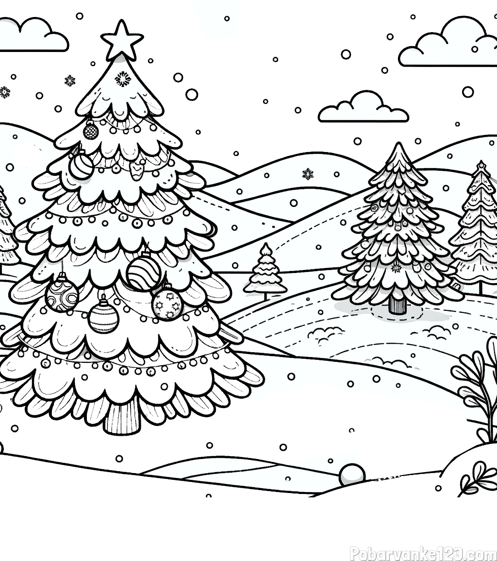 Pobarvanka božične smrečice v naravi